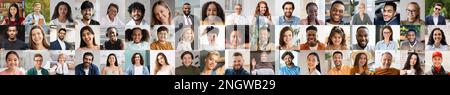 Mosaico di gente multirazziale allegra età diverse, web-banner, collage Foto Stock