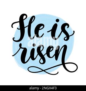 È risorto. Scritta pasquale, isolata su sfondo bianco Illustrazione Vettoriale