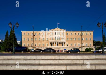 Atene Grecia. Cambio della guardia in piazza Syntagma di fronte al Parlamento ellenico Foto Stock