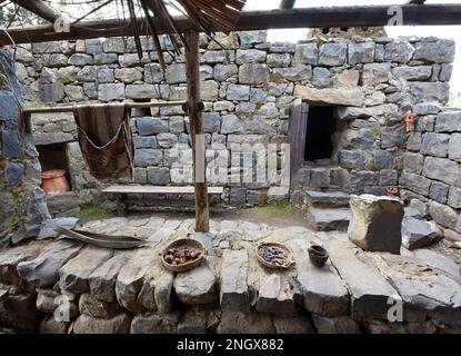 Rosh Pina, vecchio quartiere, casa di pietra. Foto Stock
