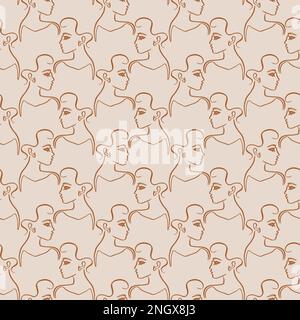 Linea d'arte minimalista a forma di testa femminile Illustrazione Vettoriale