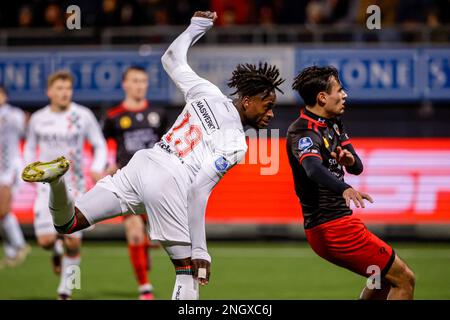 ROTTERDAM, PAESI BASSI - 19 FEBBRAIO: Landry Dimata di NEC Nijmegen durante la partita olandese di Eredivie tra Excelsior Rotterdam e NEC Nijmegen a Van Donge & De Roo Stadion il 19 febbraio 2023 a Rotterdam, Paesi Bassi (Foto di Broer van den Boom/Orange Pictures) Foto Stock