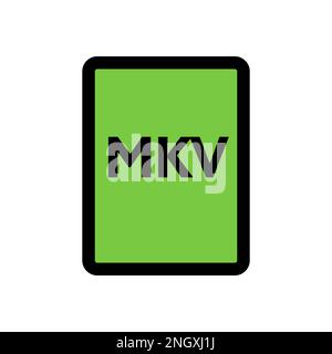 Linea icona file MKV isolata su sfondo bianco. Icona sottile nera piatta sullo stile moderno. Simbolo lineare e tratto modificabile. Semplice e pixel per Illustrazione Vettoriale