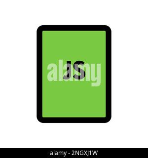 Icona del file JS isolata su sfondo bianco. Icona sottile nera piatta sullo stile moderno. Simbolo lineare e tratto modificabile. Semplice e pixel perf Illustrazione Vettoriale
