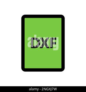 Icona del file DXF isolata su sfondo bianco. Icona sottile nera piatta sullo stile moderno. Simbolo lineare e tratto modificabile. Semplice e pixel per Illustrazione Vettoriale
