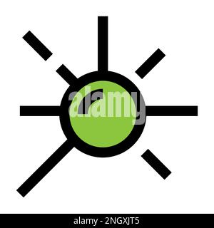 Linea dell'icona della sorgente radioattiva isolata su sfondo bianco. Icona sottile nera piatta sullo stile moderno. Simbolo lineare e tratto modificabile. Semplice e. Illustrazione Vettoriale