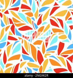 Motivo floreale multicolore senza cuciture con foglie. Ornamento da taglio laser. Design di stampa moderno vettoriale Illustrazione Vettoriale