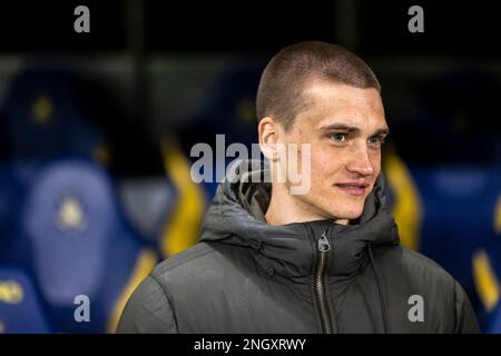 Broendby, Danimarca. 19th Feb, 2023. Rasmus Lauritsen di Broendby SE visto prima del 3F Superliga match tra Broendby IF e AC Horsens al Brondby Stadium. (Photo Credit: Gonzales Photo/Alamy Live News Foto Stock