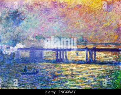 Claude Monet's Charing Cross Bridge (1903) famoso dipinto. Originale dal Museo d'Arte di Saint Louis. Foto Stock