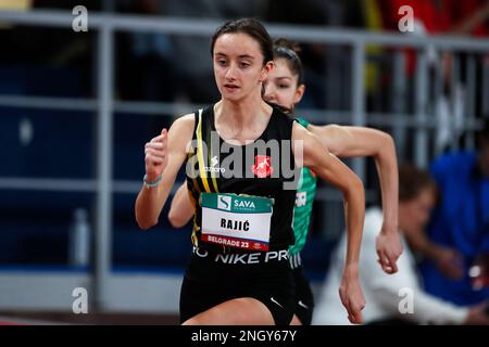 Belgrado, Serbia, 15 febbraio 2023. Masa Rajic di Serbia compete nella gara femminile del 800m durante il Belgrade Athletics Indoor Meeting 2023 presso la Sala atletica di Banjica a Belgrado, Serbia. Febbraio 15, 2023. Credito: Nikola Krstic/Alamy Foto Stock