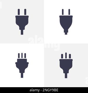 Icona del simbolo del consumo del vettore di alimentazione della spina elettrica. Icona della spina elettrica illustrazione del cavo adattatore isolato collegare Illustrazione Vettoriale