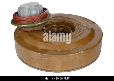 TM-62 miniera sovietica anticarro isolato su sfondo bianco Foto Stock