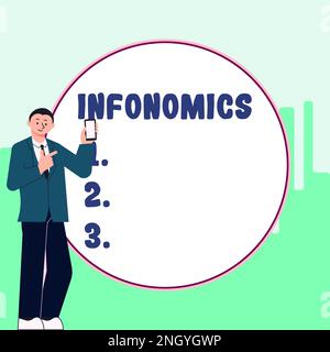 Segnale che visualizza le informazioni ioniche. Parola per immagine visiva utilizzata per rappresentare informazioni o dati Foto Stock