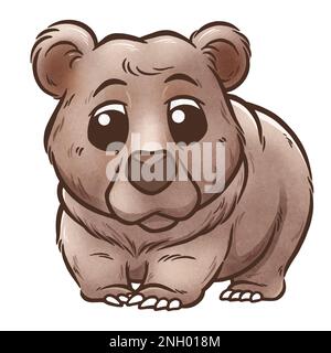 Illustrazione vettoriale di Cartoon Brown Bear, Grizzly Bear Illustrazione Vettoriale