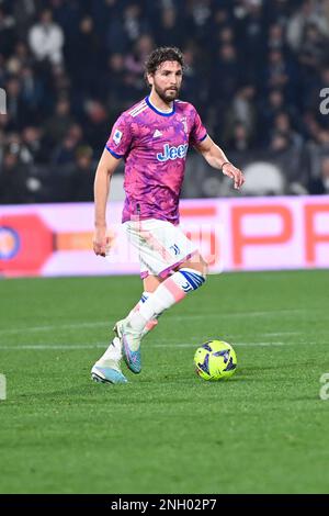 Stadio Alberto picco, la Spezia, 19 febbraio 2023, Manuel Locatelli (Juventus) in azione durante Spezia Calcio vs Juventus FC - calcio italiano Serie A match Foto Stock