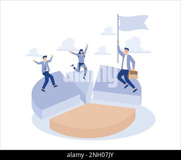 Mercato di nicchia, unico o specifico gruppo di clienti concetto, uomo d'affari in piedi su piccola area di grafico a torta, piatto vettore moderna illustrazione Illustrazione Vettoriale