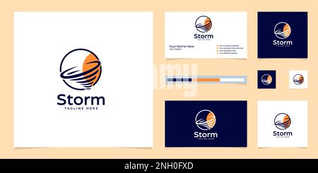 design moderno e minimalista con logo thunderstorm Illustrazione Vettoriale