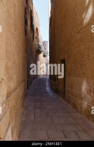 Impressioni delle strette strade medievali di Mdina, Malta nel 2017. Foto Stock