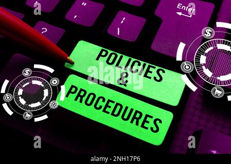 Procedure per le politiche dei segni di scrittura a mano, Word per l'elenco delle regole definisce i diritti del cliente e dell'acquirente Foto Stock