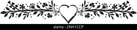 Corona floreale con cuore. Illustrazione vettoriale. Illustrazione Vettoriale