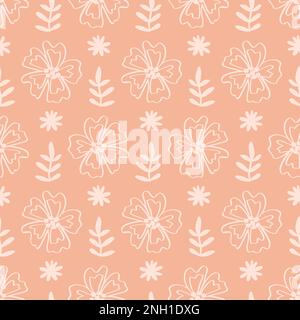 Tessuto retrò minimal con motivo floreale senza cuciture Illustrazione Vettoriale