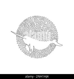 Curva continua disegno di una linea di arte astratta narrativa carina Illustrazione del vettore del tratto modificabile a linea singola del narwhal con tusk diritto Illustrazione Vettoriale
