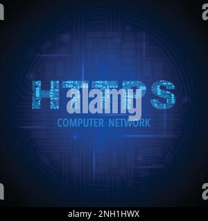 Circuito elettrico https sfondo blu Illustrazione Vettoriale