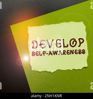 Didascalia concettuale sviluppare la consapevolezza di sé, la foto concettuale migliorare la realizzazione nitida della propria personalità Foto Stock
