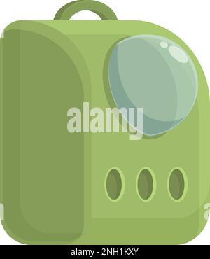 Icona verde casella gatto vettore cartoon. Gabbia per animali domestici. Cane da valigia Illustrazione Vettoriale