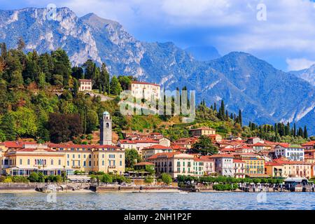 Bellagio città di Como lake district. Italiano tradizionale villaggio sul lago. L'Italia, l'Europa. Foto Stock