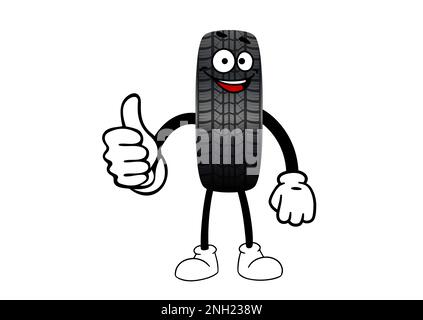 Il Mascot illustrazione con un acceso/di rotolamento del pneumatico Foto Stock