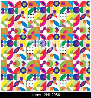 brillante arcobaleno motivo geometrico sfondo senza cuciture colorful arte vettore casuale forme modello Foto Stock