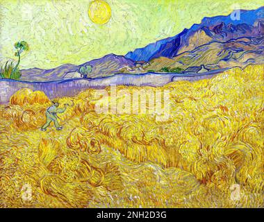 Wheatfield di Van Gogh con un pannolino (1889). Immagine originale di dominio pubblico da Google Arts & Culture. Foto Stock