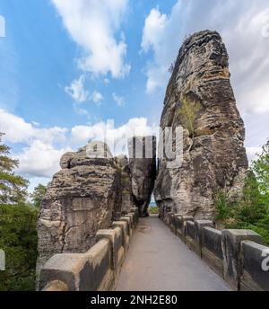 Ponte di Bastei (Basteibrucke) - Sassonia, Germania Foto Stock