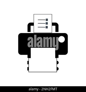 Modello di progettazione vettoriale icona stampante. Stampa carta o cartello del documento. Icona della stampante domestica. Immagine piatta dell'icona vettoriale della stampante domestica per la progettazione Web Illustrazione Vettoriale