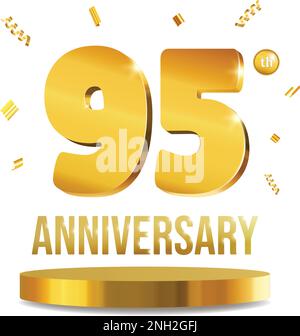 Celebrazione anniversario 3D numeri Golden composizione 90 anni vettore realistico Illustrazione Vettoriale