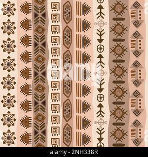 Modello africano senza giunture con simboli etnici Illustrazione Vettoriale