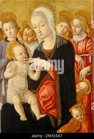 OPERA d'ARTE Matteo di Giovanni Madonna col Bambino con Angeli e cherubini ca. 1460/1465 Foto Stock