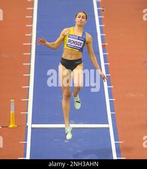 BIRMINGHAM, INGHILTERRA - FEBBRAIO 19: Brooke IRONSIDE durante il Long Jump al Campionato indoor di atletica del Regno Unito Day 2 all'Utilita Arena, Birmingham, Inghilterra Foto Stock