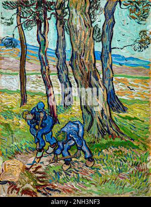 Il famoso dipinto The Diggers di Vincent van Gogh (1889). Originale del Detroit Institute of Arts Foto Stock