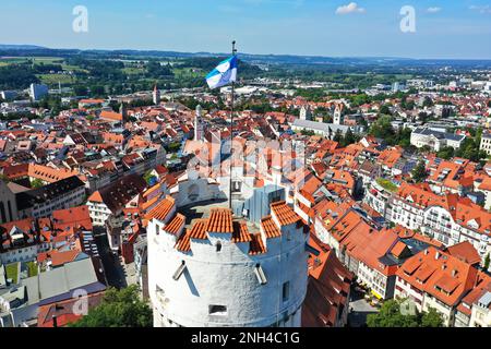 La vista aerea del sacco di farina a Ravensburg è una vista storica della città di Ravensburg. Ravensburg, Baden-Wuerttemberg, Germania Foto Stock