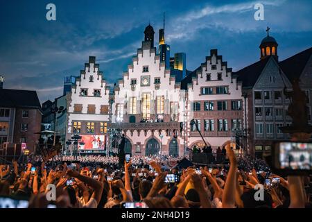 Roemer, Eintracht Frankfurt europacup, vincitore della UEFA Europa League, festa al tramonto a Francoforte sul meno, Germania Foto Stock