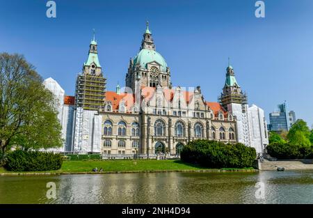 Nuovo Municipio, Maschteich, Hannover, bassa Sassonia, Germania Foto Stock