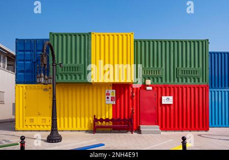 Doha Containers Yard, Box Park, Old Doha Port, Qatar Foto Stock