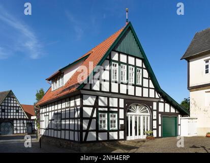 Edificio residenziale in muratura, Nikolaistrasse, Bad Essen, bassa Sassonia, Germania Foto Stock