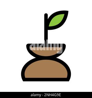 Icona Flowerpot isolata su sfondo bianco. Icona sottile nera piatta sullo stile moderno. Simbolo lineare e tratto modificabile. PE semplice e pixel Illustrazione Vettoriale