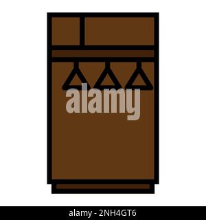 Linea Wardrobe Icon isolata su sfondo bianco. Icona sottile nera piatta sullo stile moderno. Simbolo lineare e tratto modificabile. Semplice e pixel per Illustrazione Vettoriale