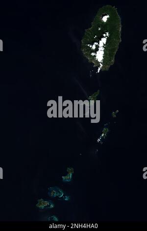 Immagine satellitare ad alta risoluzione di Saint Vincent e Grenadine - contiene dati Copernicus Sentinel modificati (2022) Foto Stock