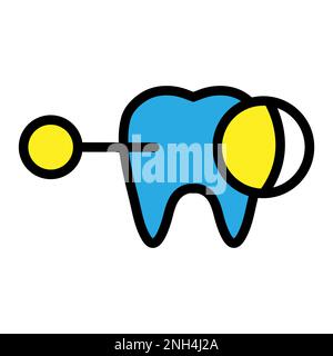 Linea dell'icona dell'analisi dentale isolata su sfondo bianco. Icona sottile nera piatta sullo stile moderno. Simbolo lineare e tratto modificabile. Semplice e pi Illustrazione Vettoriale