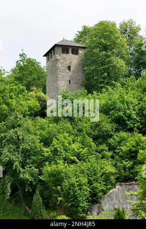 Torre delle polveri delle fortificazioni della città medievale, Bad Reichenhall, alta Baviera, Baviera, Germania Foto Stock